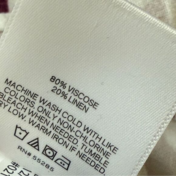 Express Men’s Hawaiian Linen Shirt Medium Wine Tropical White Maroon - Picture 7 of 7